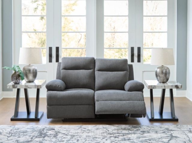 Signature Design by Ashley® Side-Swipe Charcoal Manual Reclining Loveseat-4