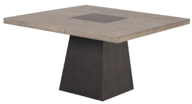 Furniture of America® Broager 5-Piece Rustic Oak Square Dining Table Set with Dark Walnut Base and White Swivel Chairs-1