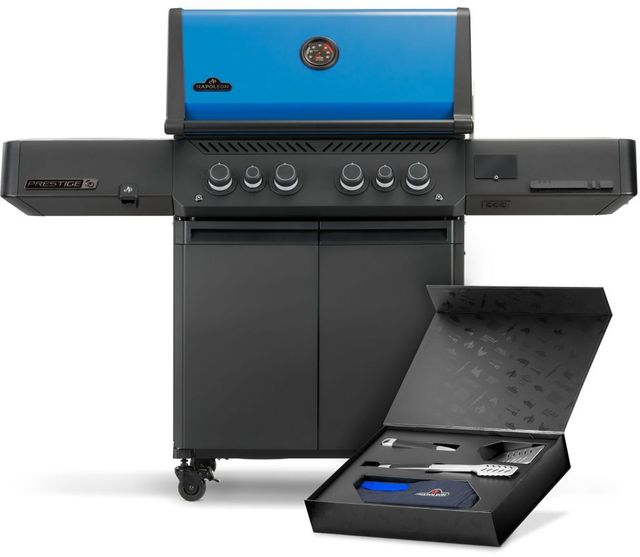 Napoleon 50th Anniversary Edition Prestige® 500 4-Burner Black Freestanding Natural Gas Grill with Heritage Blue Lid-0