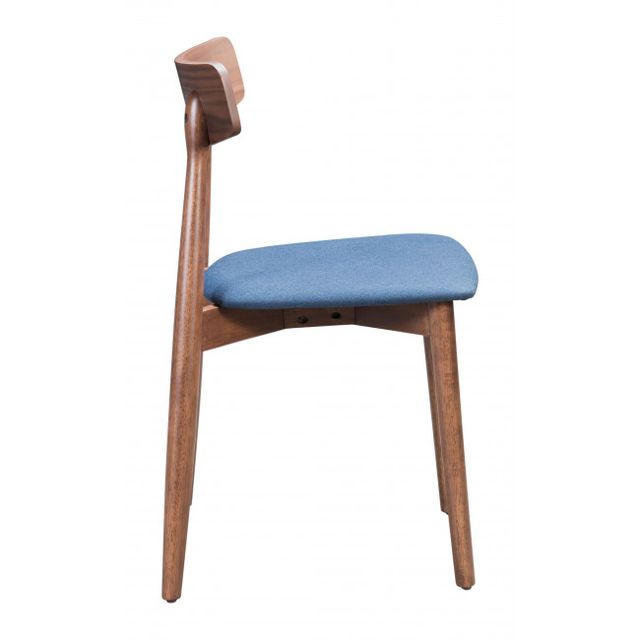 Zuo® Modern Newman Walnut/Blue Dining Chair-1