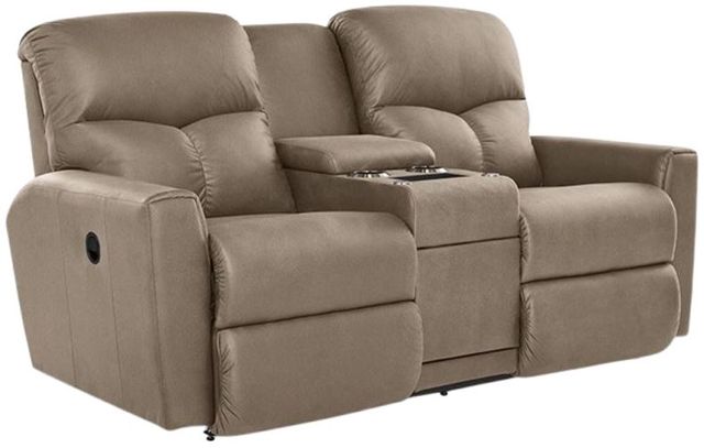 La-Z-Boy® Dorian Fossil Manual Reclining Loveseat with Console-0