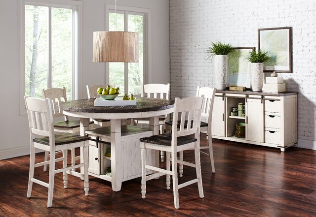 Jofran Inc. Madison County Brown/Vintage White Slatback Counter Stool-1