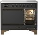 Ilve® Majestic III 40" Graphite Matte Pro Style Induction Range with Solid Door and Burnished Trim-4