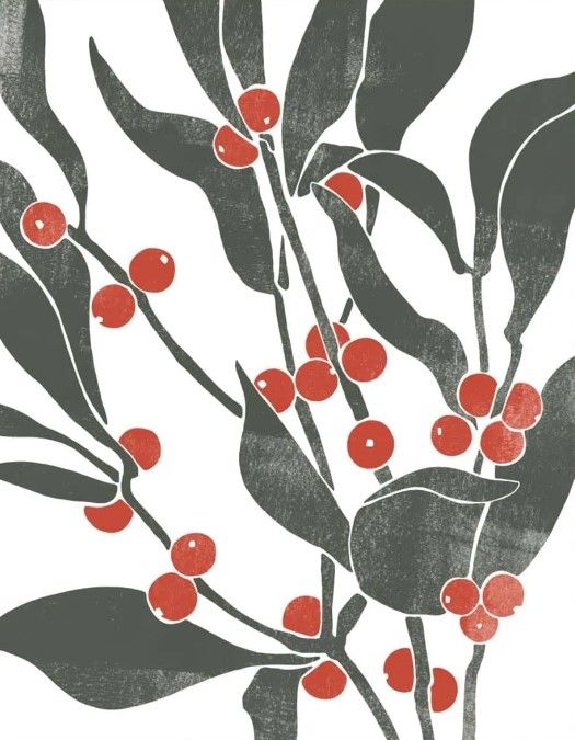 Classy Art Colorblock Berry Branch II by Emma Scarvey Wall Art-1
