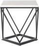 Elements International Riko Black End Table with White Marble Top-2