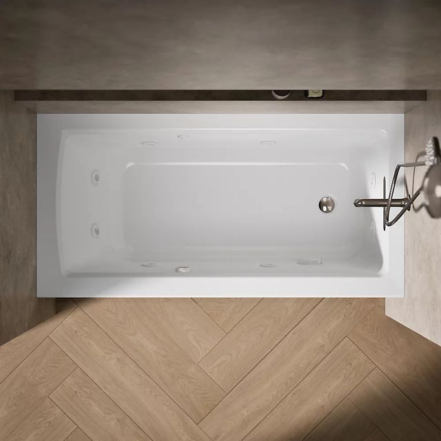 KOHLER® Archer® White 60" x 30" Alcove Heated BubbleMassage™ Air Bath and Whirlpool with Integral Apron - Right Drain-2