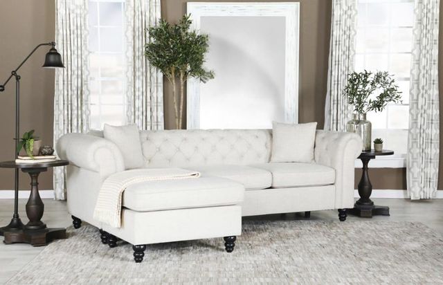 Coaster® Cecilia Oatmeal Upholstered Tufted Reversible Chaise Sectional  Sofa-4