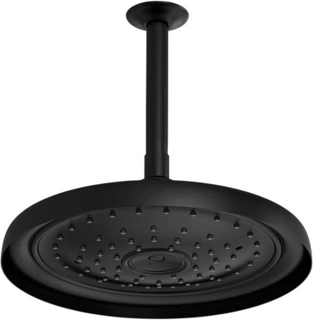 Brizo Essential™ Matte Black Classic Round Single-Function Raincan Shower Head-1
