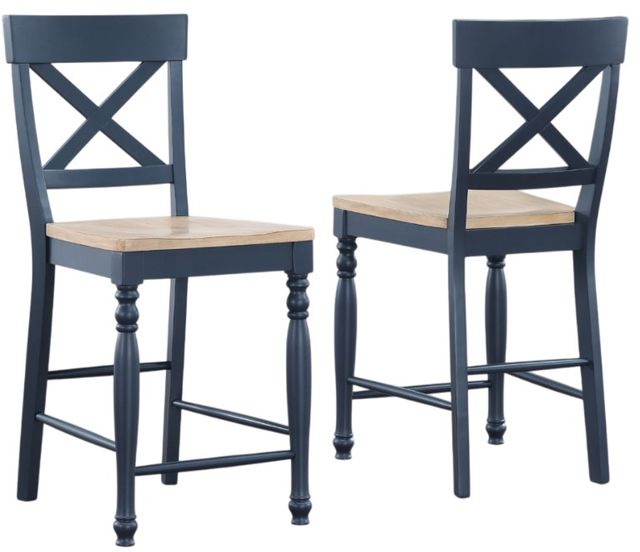Steve Silver Co. Darcy 5-Piece Midnight Blue/Natural Counter Height Dining Set-3