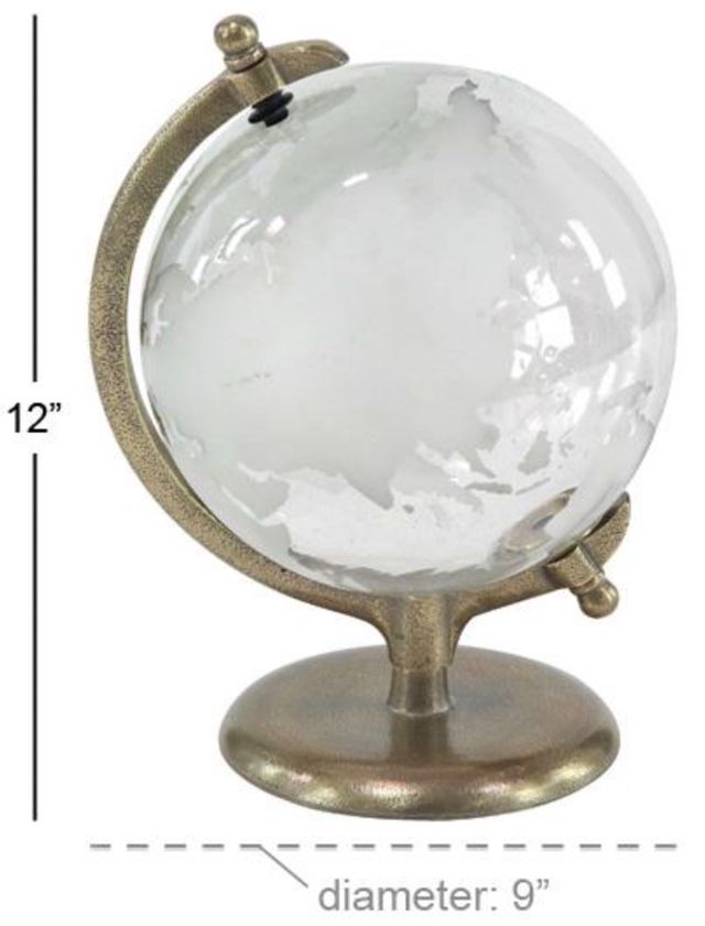 Deco Marche White Earth Globe with Flat Base-2