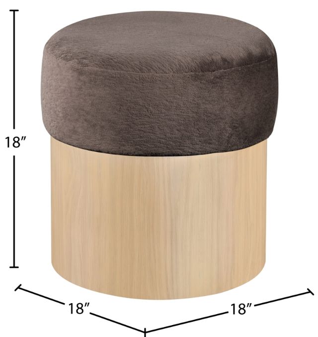 Meridian Furniture Nimes Brown/Natural Velour Fur Ottoman-3