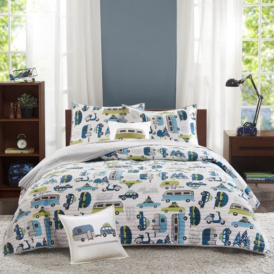 Olliix by INK+IVY Kids Road Trip Multi Full/Queen Coverlet Set-0