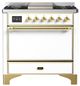 Ilve® Majestic III 36" White Pro Style Dual Fuel Natural Gas Range with Solid Door and Brass Trim-0
