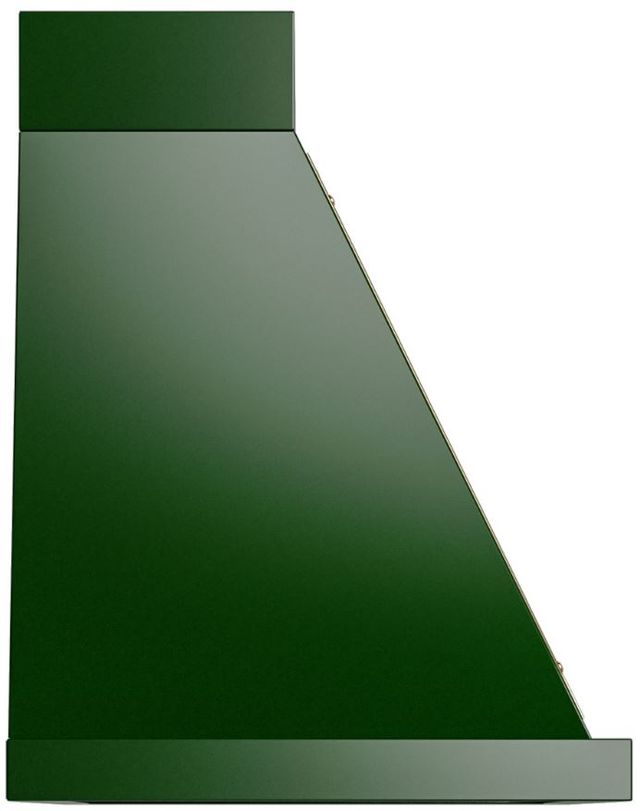 Ilve® Nostalgie II Noblesse 40" Emerald Green Wall Mounted Range Hood with Brass Trim-2
