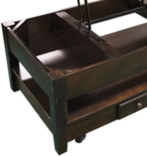 American Wholesale Furniture Breccia Dark Merlot/Faux Marble Lift Top Cocktail Table-2