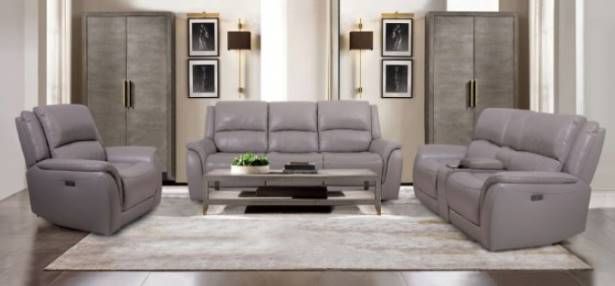 Furniture of America® Gorgius Light Gray Power Reclining Sofa-1