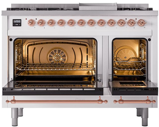 Ilve® Nostalgie II Series 48" White Pro Style Dual Fuel Range-1