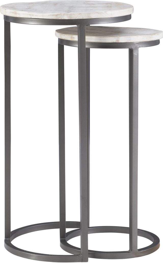 Powell® Weston 2-Piece White Nesting Table Set with Dark Gray Base-3