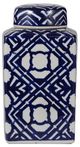 A & B Home Blue/White Valora Square Lidded Jar-2
