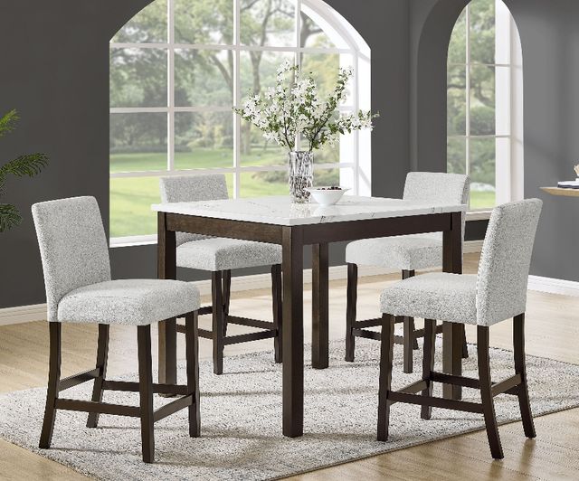 Crown Mark Lennon 5-Piece Brown/White Counter Dining Set-1