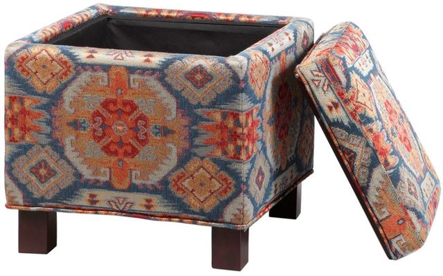 Olliix by Madison Park Red Shelley Square Storage Ottoman with Pillows-2