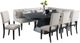 Elements International Maddox 8-Piece Dark Oak/Taupe Oval Dining Set-0
