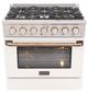 Kucht Professional KNG Series 36" Stainless Steel Pro Style Liquid Propane Gas Range with White Door and Gold Handle-0