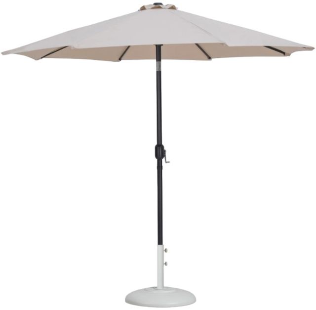 Meridian Furniture Fiji Beige/Matte Black/Matte White Aluminum Outdoor Patio Umbrella and Round Base-0