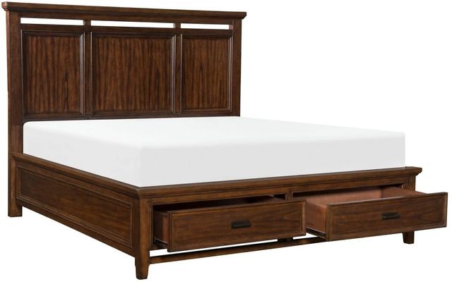 Homelegance® Frazier Park Brown Cherry Queen Platform Bed with Footboard Storage-0