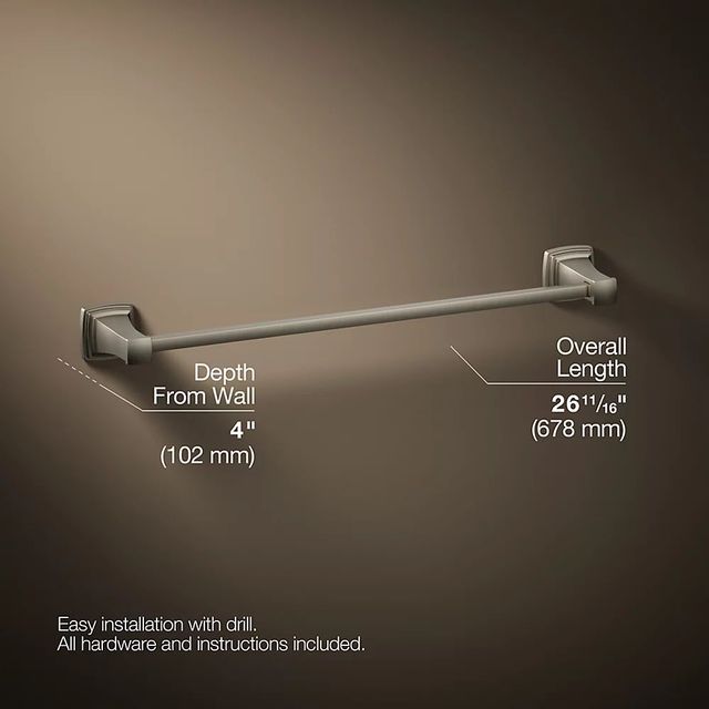 KOHLER® Riff® Vibrant Brushed Nickel 24" Towel Bar-2