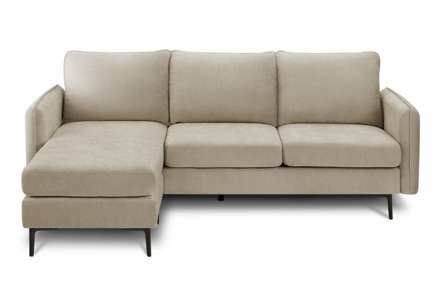 Monarch Specialties Inc. Beige 85" Sofa Lounger and Reversible Chaise with Black Metal Legs-0