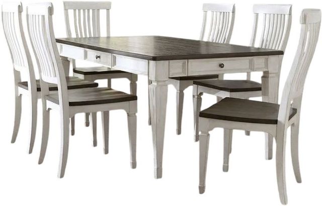 Liberty Furniture Allyson Park 7-Piece Charcoal/Wirebrushed White Rectangular Dining Table Set-0