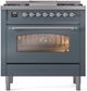 Ilve® Nostalgie II Series 36" Blue Gray Pro Style Dual Fuel Range-2