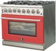 FORNO® Capriasca 36" Stainless Steel Pro Style Dual Fuel Range with Red Door-1