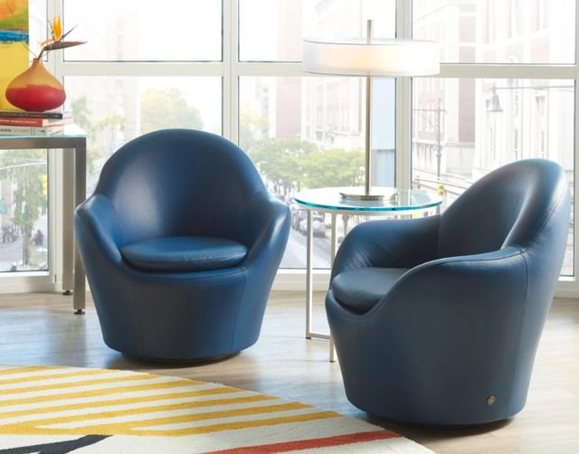 American Leather® Customizable Feliz Leather Swivel Chair-1