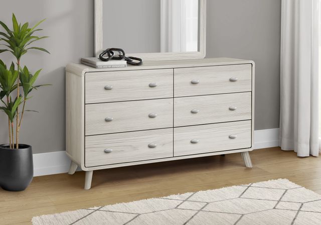 Monarch Specialties Inc. Grey Oak 6-Drawer Dresser-1