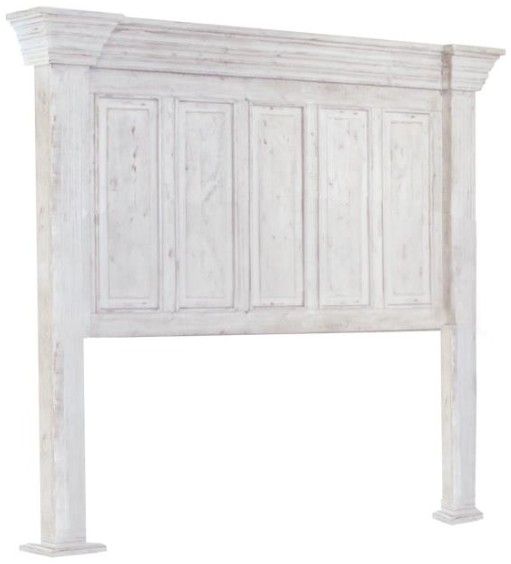 International Furniture Direct Terra Vintage White Eastern King Panel Bed-3