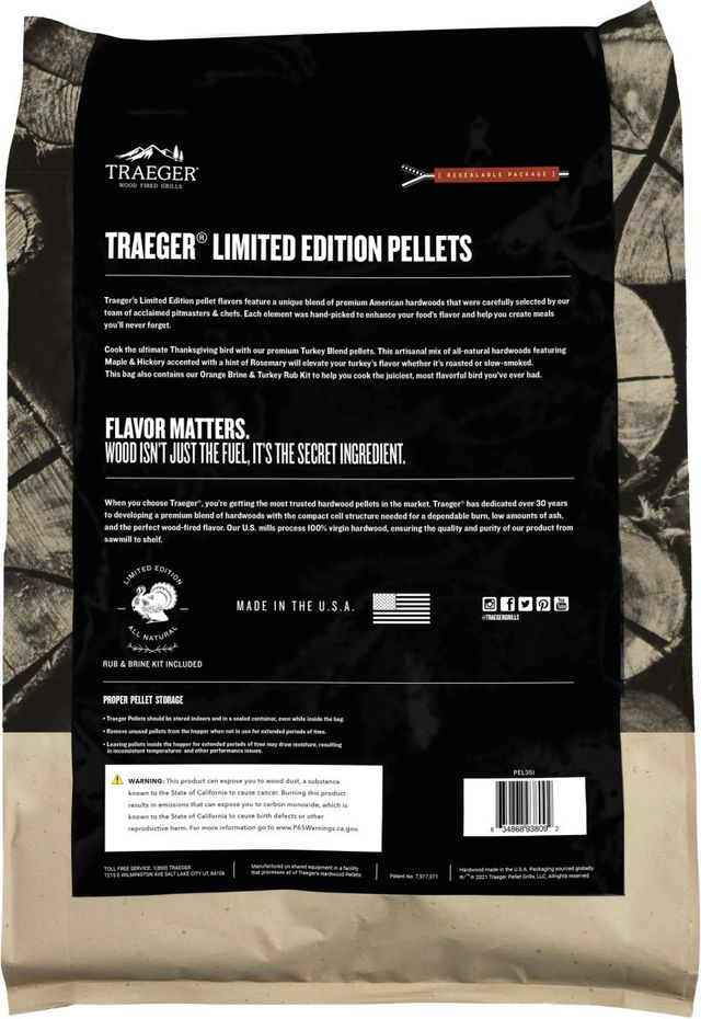 Traeger® Limited Edition 18lb Turkey Blend Wood Pellets + Brine Kit-1