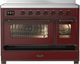 Ilve® Majestic III 48" Burgundy Pro Style Induction Range with Triple Glass Door and Burnished Trim-2