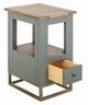 International Furniture Direct Timber Forest Green Chairside Table-2