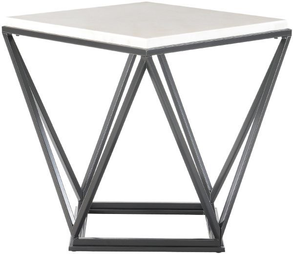 Elements International Riko 2-Piece White Occasional Table with Black Frame Set-3