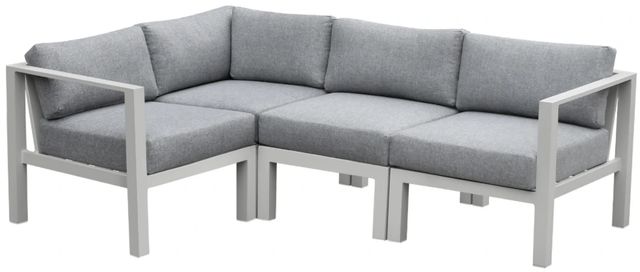 Intercon Nash 4-Piece Buff Aluminum/Fabric Outdoor Sectional Set-2