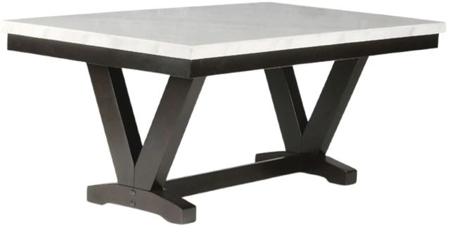 Steve Silver Co. Finley White Marble Top Dining Table with Cordovan Dark Cherry Base-0
