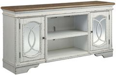 Signature Design by Ashley® Realyn Chipped White 74" TV Stand with Fireplace Option