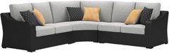 Signature Design by Ashley® Beachcroft 3-Piece Black/Light Gray Fabric/Resin Wicker Outdoor Sectional