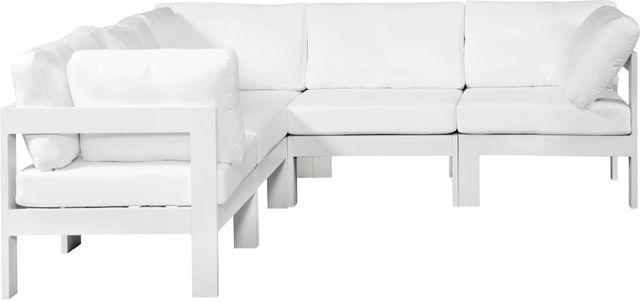 Meridian Furniture Nizuc 5-Piece White Outdoor Patio Modular Sectional Set-0