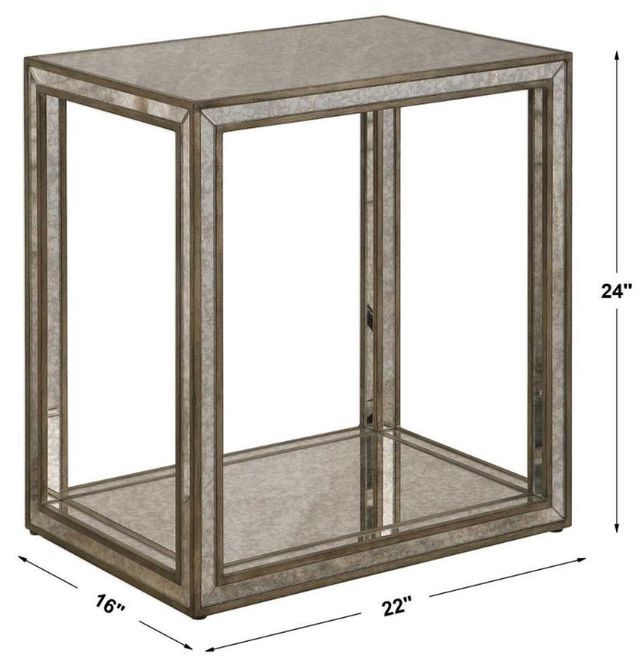Uttermost® Julie Antique Mirror End Table with Antique Gold Accents-2