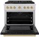 ZLINE Autograph Edition Paramount 36" Satin Stainless Steel Pro Style Dual Fuel Range with Black Matte Door and Champagne Bronze Accents-1