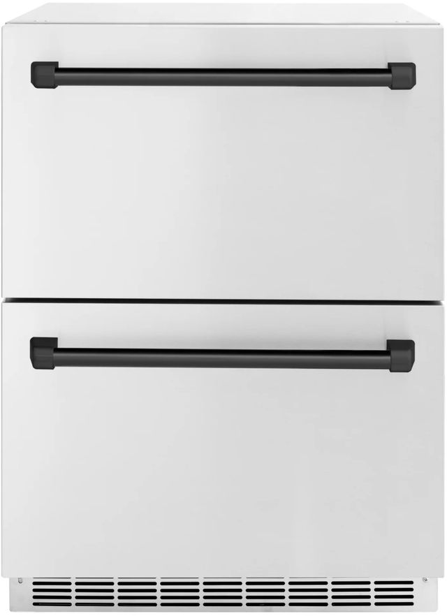 ZLINE Autograph Edition Touchstone 4.6 Cu. Ft. Stainless Steel Outdoor-Rated Refrigerator Drawers with Matte Black Handles-0