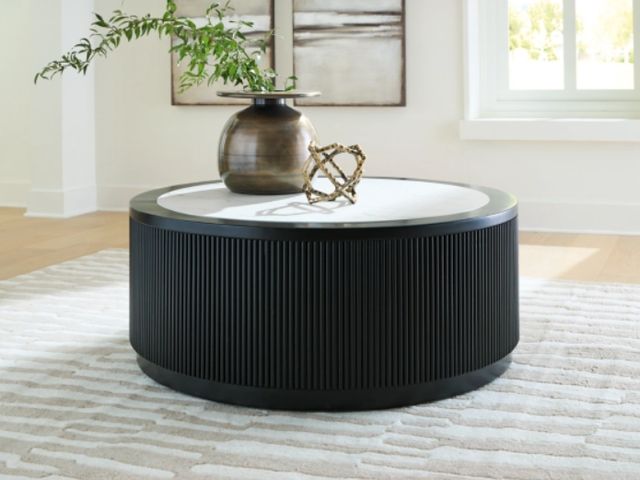 Signature Design by Ashley® Grayman White Cocktail Table with Black Base-1